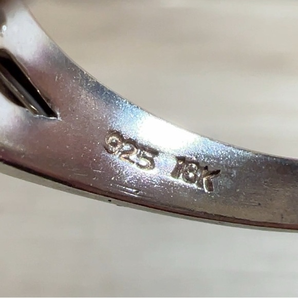 Vintage Designer Lorenzo Sterling Silver & 18K Gold Amethyst Ring, Size 6.5 - Picture 8 of 11